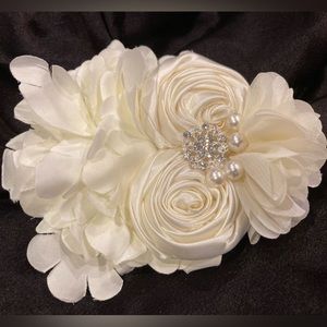 Ivory silk and satin hair/dress accessory